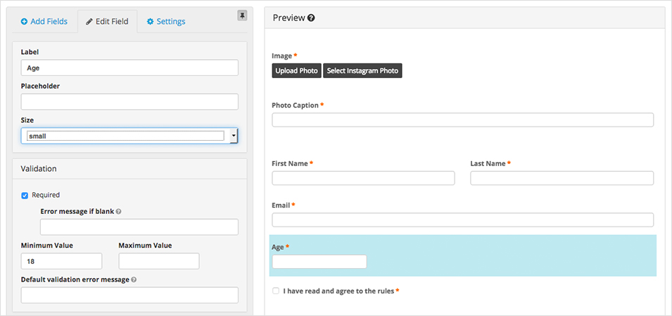 Restrict entries by age with ShortStack
