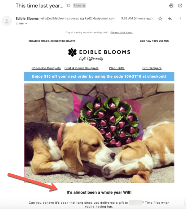 Edible Blooms Reconnecting with Old Customers for After Holiday Sales