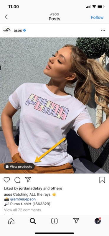 Asos model wearing a puma shirt after clicking view products