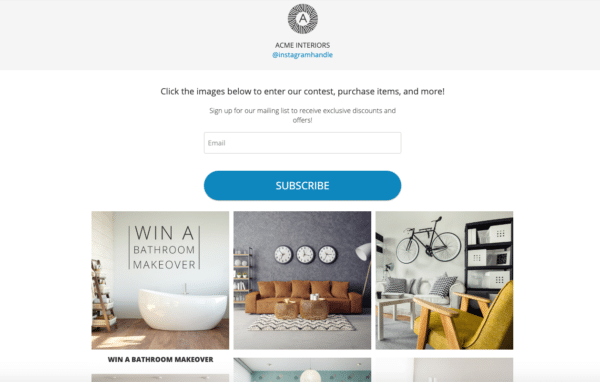ACME interiors Interactive gallery landing page