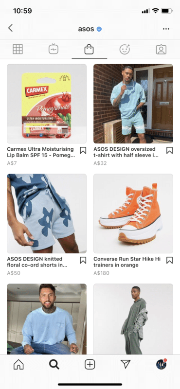 Asos shoppable posts in-app buying experience in Instagram