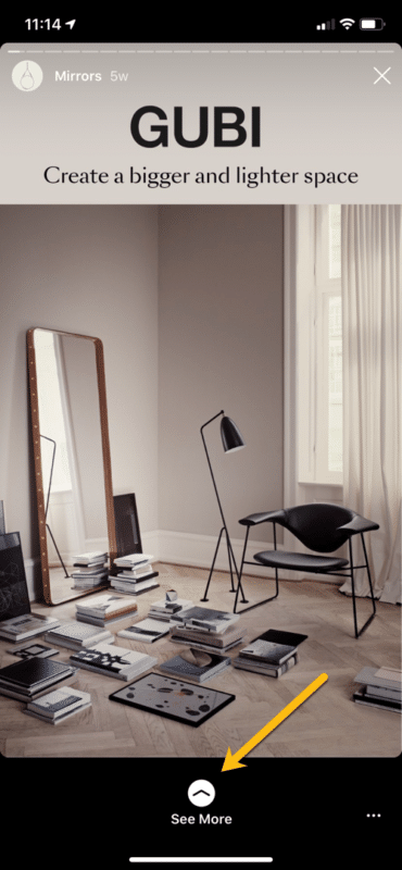 Mirrors highlights GUBI Instagram story link