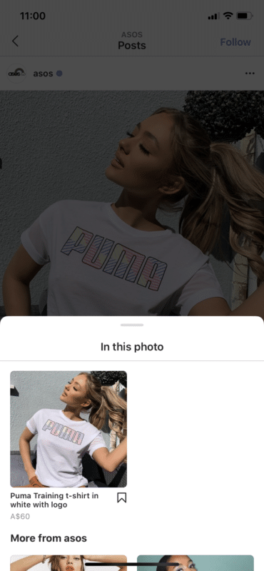 Asos model wearing a puma shirt with multiple product posts