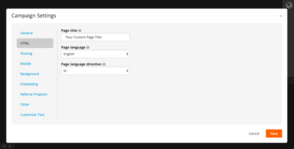 Campaign Settings: html