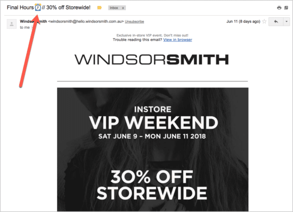 Social media and email marketing emoji example