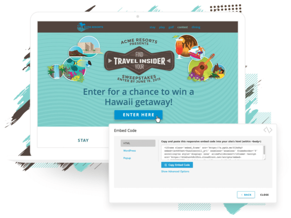 embed contest page using Shortstack like Travel insider for Authentic Social Media Sharing