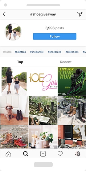 Hashtags can be followed on Instagram