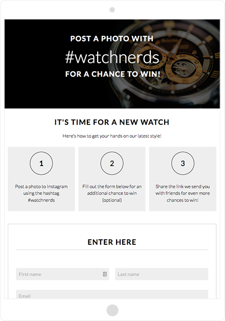 ShortStack's Instagram Hashtag Giveaway template