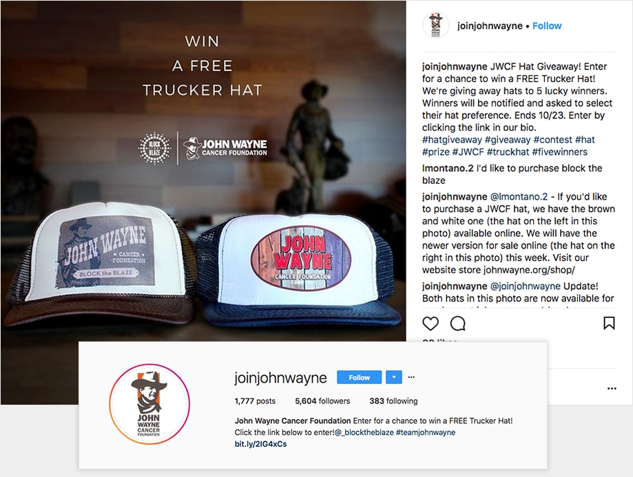 Use a link in your bio to link to your giveaway