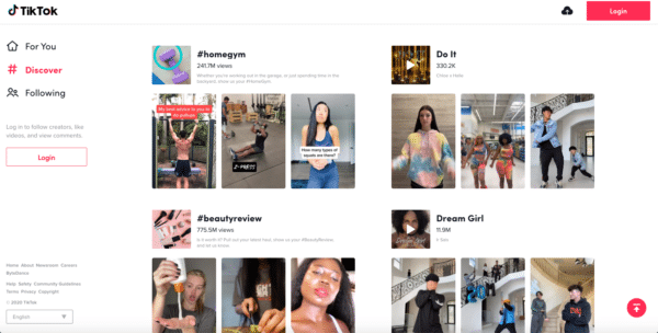 TikTok's Discover Page With All the Trending Hashtags And Theme