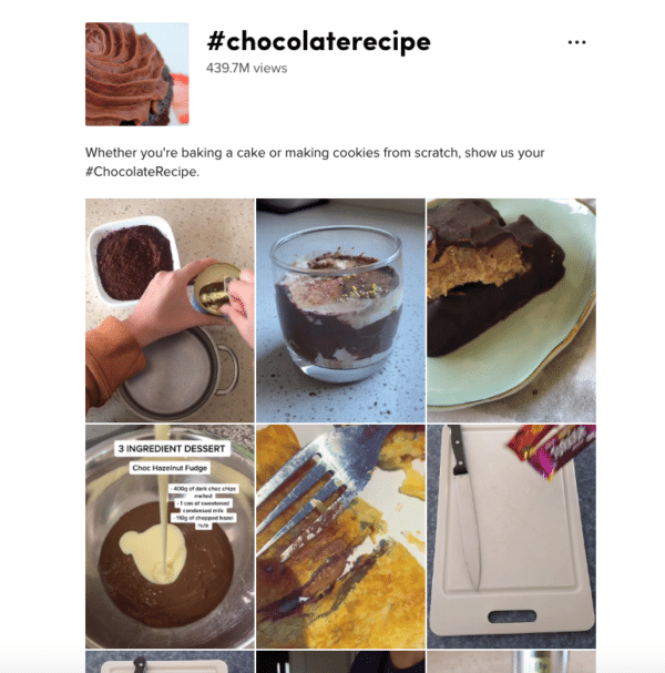 Different TikTok Categories About #Chocolaterecipe