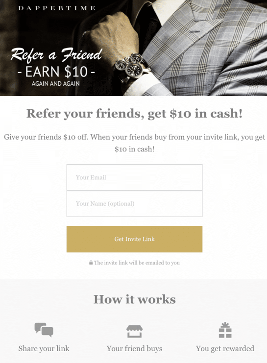 Reward customers for referrals from Dappertime for Holiday customers