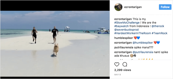 Thousands of people entered The Rocks’ #slowmochallenge contest by posting their own take on Baywatch’s iconic slow motion shots.