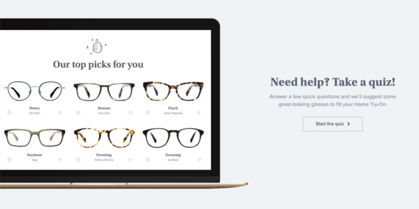 Glasses brand Warby Parker for Guide for Using Quizzes in Digital Marketing