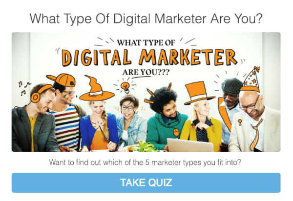 Personality Quiz with an examply form jeffbullas.com for Guide for Using Quizzes in Digital Marketing