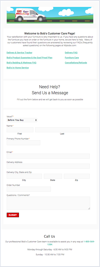 Weekly Campaign Idea: Customer Service Contact Page
