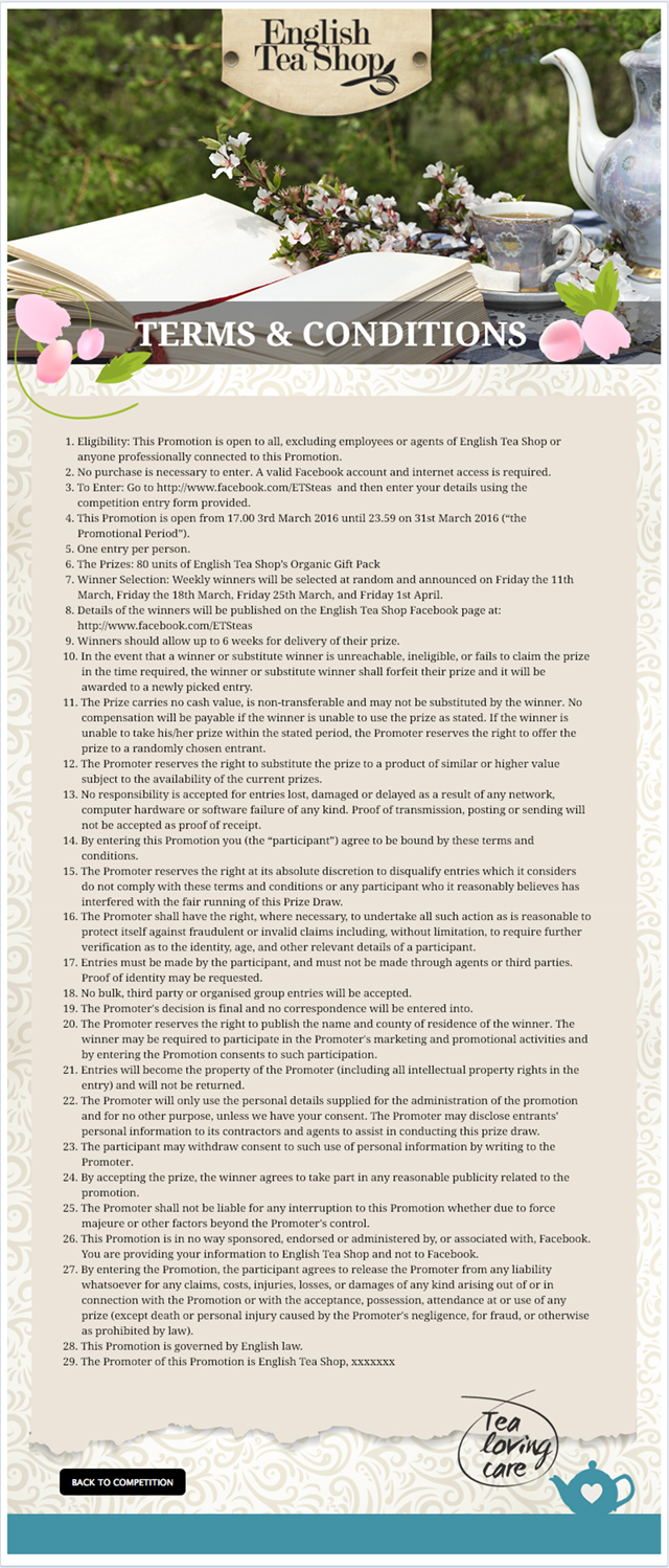 Weekly Campaign Idea: Terms & Conditions Page