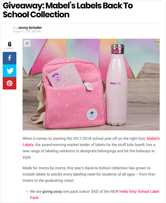 Mabel's Labels Back to School giveaway