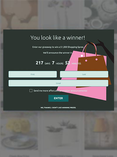 Giveaway + Opt-In Pop-Up