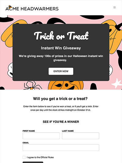 Trick or Treat Instant Win Giveaway