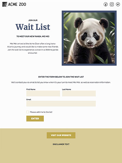 Wait List Landing Page